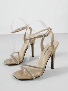 Timesize 女士水钻凉鞋，杏色凉鞋，女士尖头高跟凉鞋，工作鞋，正装鞋，婚鞋，女士正式礼服鞋，办公鞋，夏季鞋，超高跟凉鞋，新品上市 - 杏色 - 查看 5