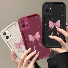 1pc Gradient Frame Dopamine Frosted Cute Pink Heart + Bow Tie Full Coverage Shockproof Phone Case, Minimalist Design, Soft Cartoon Style, Perfect Protection For Honor X7/Galaxy A56 5G/Infinix Smart 8/Infinix Hot 40/Transsion Spark 30C/Spark Go 2024/Redmi Note 14 5G/ Moto E22/E22i/OPPO A54 - White - View 4