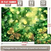 2D Flat, 2D Flat Banner, 1 Piece St. Patrick's Day Theme Party Decoration, Green Glitter Shamrock And Bokeh Lighting Design Photo Props, Suitable For Wedding Celebration Banners, Birthday Party Family Gathering Events, Party Supplies, Coming-Of-Age Ceremony, Christmas Wall Decoration, Four Seasons Home Decoration, Entrance, Room Decoration, Indoor And Outdoor Photo Background, Christening Party, Perfect Gift For Parents And Party Planners, 90.5x 70.8inch Polyester Banner, 2D Flat - Nhiều màu - Xem 4