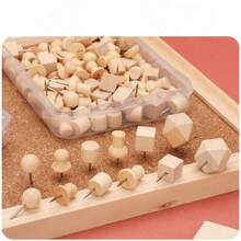 1 Set Wooden Push Pins, Including Square Pins, Angle Pins, Cylinder Pins, Etc. For Fixing Photos, Postcards