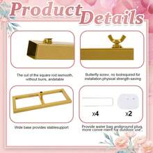 Adjustable Height Wedding Arch Backdrop Stand, 7.87ft Square Metal Frame, Gold Heavy Duty Photo Booth Background Stand For Parties Wedding Birthday Graduation Ceremony Anniversary Bridal Shower Decoration - 金金屬拱門 - 查看 6