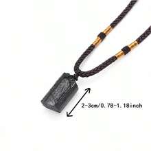 1件天然黑绿柱石水晶原石吊坠 - 黑色 - 查看 3