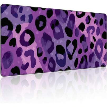 Large Mouse Pad For Desk, Extended Keyboard Mouse Mat For Computer Office, Big Mouse Pad With Stitched Edges, Gaming Pc-Purple Leopard Print