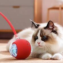 1个互动式猫狗玩具球，智能电动猫玩具球，适合小型/中型/大型猫咪室内运动，USB充电，带尾巴绳的猫玩具球 - 彩色 - 查看 12