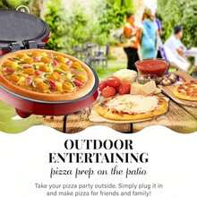 Pizza Maker Plus, Parrilla eléctrica para interiores, Plancha antiadherente para pizzas, quesadillas, tortillas, nachos y más, Plancha eléctrica para comidas y refrigerios deliciosos, Plateada - Rojo - Ver 4