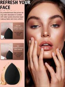 50/40/30/20/10/5pcs Makeup Set, Includes: 10 Liquid Makeup Sponges + 10 Mini Liquid Makeup Sponges + 10 Triangle Powder Puffs (Suitable For Loose Powder And Base Makeup) + 10 Cushion Puffs (Suitable For Facial Makeup) + 10 Mini Cushion Puffs (Suitable For Concealer And Foundation). - Black - View 6