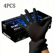 100/50/4包黑色一次性丁腈手套 - 多用途、防水、无粉，适用于家庭清洁、洗碗、美发、美甲和宠物清洁 - 非医用手套 - 黑色 - 查看 12