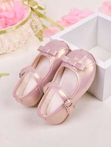 Girls Princess Shoes, Cute Bow Tie Pink Infant Shoes, Spring/Summer Children Shoes, Flat Leather Shoes With Magic Tape & Beads For Little Girls, Baby Ballerina Shoes - Pink - View 9