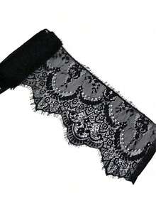 3 metros/paquete de encaje de pestañas, adecuado para mantel, decoración de ropa, decoración de boda, manualidades DIY - Negro - Ver 6