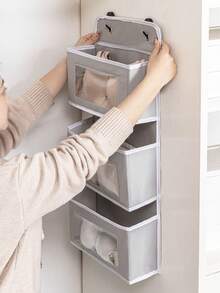 1个3/5层布艺门挂袋，多层收纳袋，壁挂式收纳柜，无纺布门挂袋，悬挂式收纳，衣柜整理，收纳架，衣物收纳盒，收纳盒，大容量悬挂式收纳袋，适用于家庭卧室，适合宿舍装饰、房间装饰、收纳、门挂式、收纳袋、衣物收纳、娃娃收纳、毛绒娃娃收纳、衣物收纳袋、卧室配件 - 彩色 - 查看 3