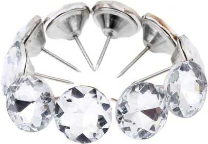 Mgoodoo 25mm(1Inch) Crystal Upholstery Tacks, 20PCS Diamond Decorative Furniture Nails Pins Studs For Tufted Headboard Corkboard Sofa Bed Home Decor