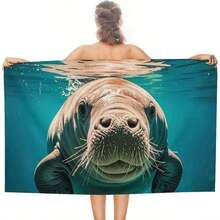 超柔软大号海牛印花沙滩巾 - 吸水性强，不沾沙，适合泳池、浴室和旅行 - 彩色 - 查看 2
