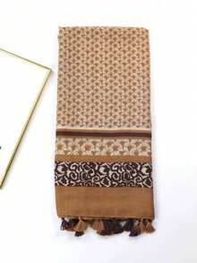 1pc Lightweight Geometric Print Fringed Scarf, Suitable For Spring/Autumn Travel And Vacation, Sun Protection Shawl - Multicolor - View 2