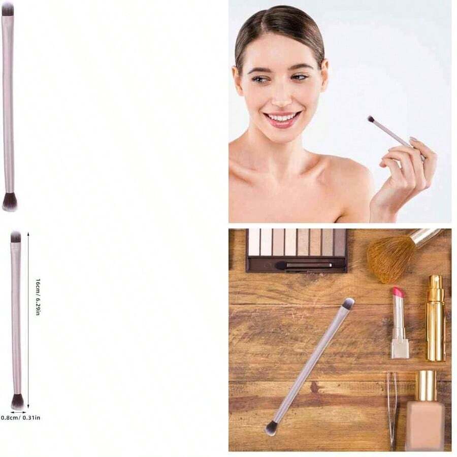 DOITOOL Brocha Doble Punta Para Maquillaje De Ojos Y Base Pincel Profesional De Cosmticos Color Dorado Mate Para Difuminar Y Aplicar Sombra De Ojos Y Base - como se muestra en la figura - Ver 1