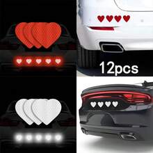 12片装汽车心形反光贴纸，适合作为送给男朋友、家人的礼物 - 12pc愛心反光貼 - 查看 1
