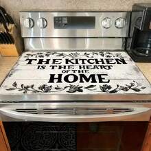1pc Wood Grain Stove Cover Printed With "The Kitchen Is The Heart Of The Home" - Durable Gray Wood Grain Stove Cover Fits Most Ovens, Easy To Attach, Ideal Housewarming Gift - Multicolor - View 17