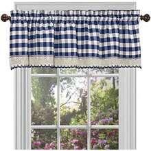 Achim Home Furnishings Buffalo - Cortina de Cuadros para Ventana, Cortina atable, , Tie Up Shade 42" 63", 1(Azul (Navy & Ivory) 35.6An x 147.3Al cm (1 Paneles)) - Multicolor - Ver 1