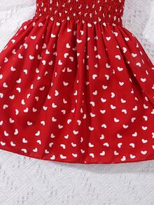 Infant Valentine's Day Heart Print Cable Knit Dress + Sun Hat - Red - View 4