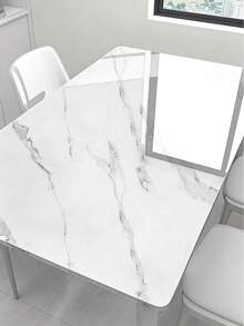 1pc White Glossy Faux Marble Peel And Stick Wallpaper, Waterproof Heat Resistant Non-Stick Kitchen Cabinet Drawer Renovation Wallpaper - White - View 2