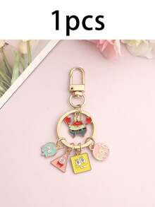 SpongeBob SquarePants 可爱卡通海绵宝宝和派大星合金情侣钥匙扣，学生书包挂件，纪念饰品 - 彩色 - 查看 9