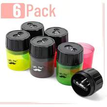 - Handheld Manual Pencil Sharpener With 2 Sharpening Holes And Screw - On Lid, Pack Of 6, Pencil Sharpeners, Colored Pencil Sharpener Manual - Green, Yellow, Blue, Pink, Black, Red + 6 Pack - View 3