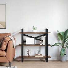 vidaXL Regalbrett aus geräucherter Eiche, 100 x 33,5 x 102 cm, Holzwerkstoff - Braun - Übersicht 4