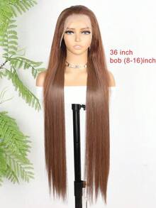 180% Density Real Human Blended Hair Wig 13x4 Lace Front Wigs Human Blended Hair Straight Human Blended Hair Wig With Baby Hair HD Transparent Lace Front Wigs Human Blended Hair Pre Plucked Frontal Wigs Human Blended Hair 8-36Inch Brown - Brown - View 5