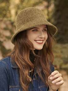 1pc Knitted Bucket Hat, Small Head Circumference, Flattering Bucket Hat For Women, Autumn/Winter