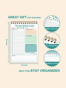50-Page Spiral Bound Planner Notebook - Multifunctional Sections - To-Do List Organizer - Teacher's Daily Planner - Notes And Task Management - Multicolor - View 4
