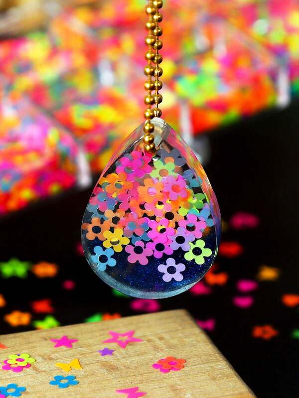 12 Compartments Mixed Fluorescent Resin Sequins, Flower & Butterfly Shaped Epoxy Resin Filler Materials, Suitable For DIY Crafts, Jewelry Decoration Accessories