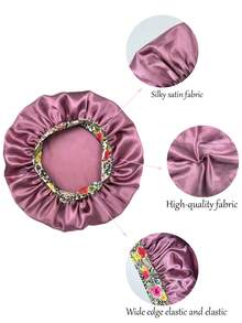 1/2/6顶装女士纯色宽檐弹力帽，缎面材质，有助于保护头发，专为卷发设计。卷发专用帽。 - 均碼 - 查看 10