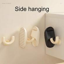 Estante para zapatillas de baño para el hogar, tipo de ventosa sin perforación, montado en la pared, gancho de almacenamiento específico para inodoro - Multicolor - Ver 6