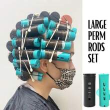QY- Large And Jumbo Perm Rods Set - 24 Pcs Black And Green Color Hair Rollers For Natural Hair - Cold Wave Rods For Long Short Hair - Hair Curlers Hairstyling Tools -3788 - Đen xanh - Xem 6