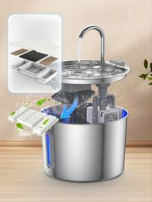 108oz Stainless Steel Pet Water Fountain - Quiet USB-Powered Automatic Circulating Dispenser For Cats & 2.2LGal Dog Water Fountain For Large Dog, Dog Water Bowl Dispenser Pet Water Fountain, Water Dispenser For  With Ultra Quiet Pump For Multiple Pets ,Automatic Pet Water Fountain, 2.2L Stainless Steel Circulating Water Dispenser With Filter, Encourages Cats &  To Drink More,[US Local Warehouse] - 1公升 - 查看 11