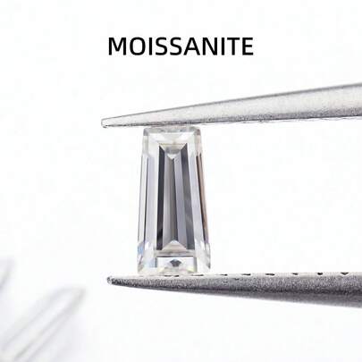 2pcs 1.0mm*2.0mm*4.0mm D Color VVS1 Clarity Trapezoid Moissanite, Suitable For Pendant, Necklace, Ring, Earring, Earstud, High-End Jewelry Making, DIY Jewelry Loose Stones