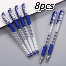 6-15pcs/Pack European Standard Neutral Carbon Office Signature Pens, 0.5mm Bullet Tip, Red, Blue, Black, Student Stationery, Back To School Season - Multicolor - View 16