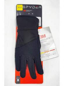 EstiloSpyder Core Conduct - Guantes Negros Compatibles Con VisualizacióN TáCtil, Parche De Palma De Piel, EláStico De 360 Grados, SuéTer De Punto UnidoVersióN Mejorada - M - Ver 4