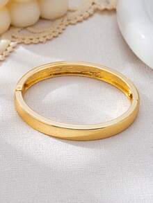 Set de 3 piezas/1 pieza de pulseras de aleación de zinc con textura geométrica hueca y forma de gota de agua, de estilo minimalista y elegante, adecuado para mujeres, accesorio delicado, regalo para el Día de San Valentín, Día de la Madre, Boda - Amarillo Oro - Ver 7