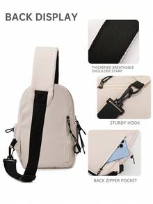 Myco 这款时尚轻便的休闲小斜挎包配有两个可爱的徽章，适合少女、女性、大学生、年轻职业人士、上班族，是办公室、大学、工作、商务、通勤、户外活动、旅行、野餐的理想之选，也是一款很棒的返校腰包。 - 米色 - 查看 5