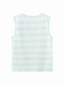 Balabala Unisex Sleeveless Top, Cool & Quick-Dry Fabric, Soft Touch Comfort, Summer Tank Top - White Green Tone - View 2