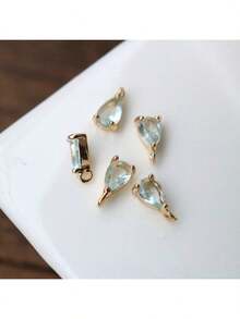 5 mặt dây chuyền hình giọt nước bằng đồng khảm tinh xảo đính đá Zirconia nhiều màu sắc, có thể dùng làm hoa tai, vòng tay, vòng cổ, phụ kiện hoàn thiện tinh xảo - Nhiều màu - Xem 20