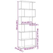 vidaXL Étagère séparée de pièce à 6 ébenex chêne fumé 70x24x193cm - Tabac - Voir 11