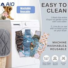 2pcs Reusable Washable Male Dog Diapers, 3pcs Breathable Belly Bands (For Male Dogs In Summer), Male Dog Diapers - Multicolor - View 5