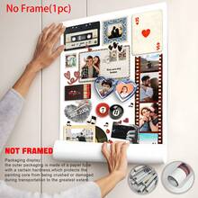 1pc Printable Retro Matchbook Collage Poster Custom Couple Art Personalized Canva Template Anniversary Valentines Or Birthday Custom Poster, Room Decor, Customized Wall Art, Pictures Custom Photo, Customizable Things, Optional Frame. - Multicolor - View 4
