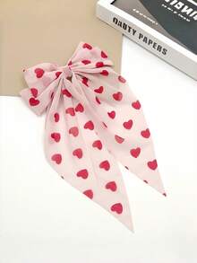 2个儿童心形蝴蝶结发夹，甜美风格发饰，情人节礼物 - 彩色 - 查看 2