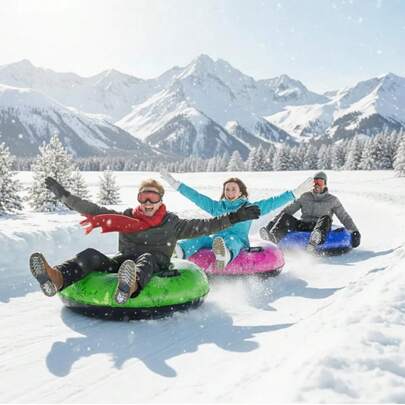 3 Pack Snow Tubes Sledding | 36"/40" Inflatable Heavy-Duty Snow Tube | Thick PVC Snow Sled With Hard Bottom & Handles | Winter Outdoor Family Fun