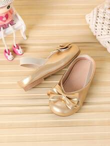 1 Pair Fashionable Bow Decor Girls Casual Shoes, Spring/Summer - Gold - View 2