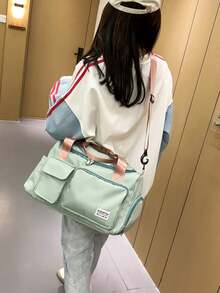 Bolsa de viaje de fin de semana, Bolsa de gimnasio deportiva con bolsillo separado, bolsa de lona con compartimento para zapatos, bolsa de viaje, bolsa de equipaje de mano con almacén de zapatos independiente, gran capacidad bolsa de gym, bolsa de viaje impermeable, adecuada para viajes y deportes de gimnasio,bolsa de almacenamiento de ropa deportiva, yoga, ropa de fitness, organizador de viaje para la vuelta a la escuela, esencial de viajes para la playa y las vacaciones de verano - Verde - Ver 11