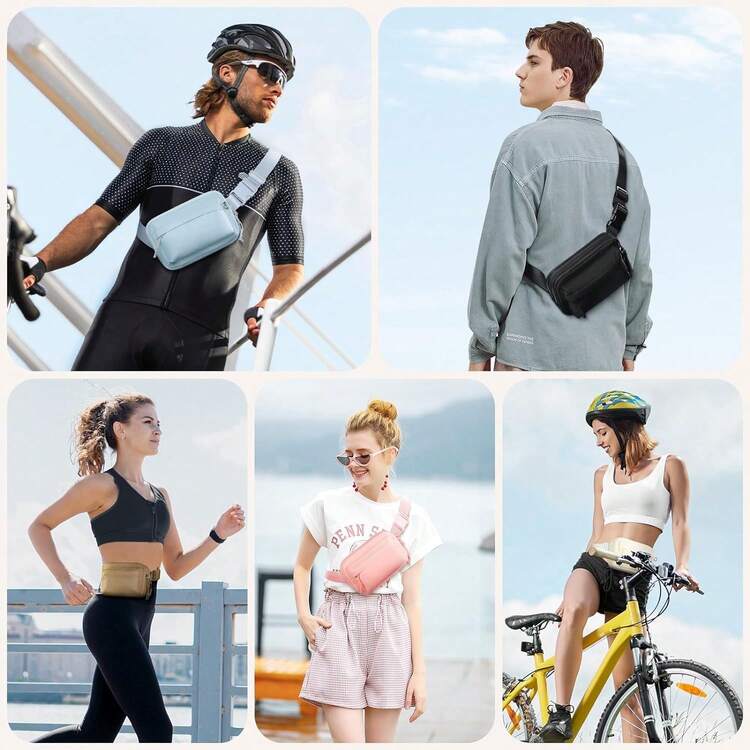 Borsa A Tracolla Antifurto Donna In PU Leggera - Multitasche Per Sport, Escursioni, Viaggi (Bianco, 18x31 Cm)