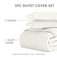 Luxury Striped Duvet Cover Set, Standard/King Size, Ivory Velvet Texture. - Multicolor(多色) - 查看 2